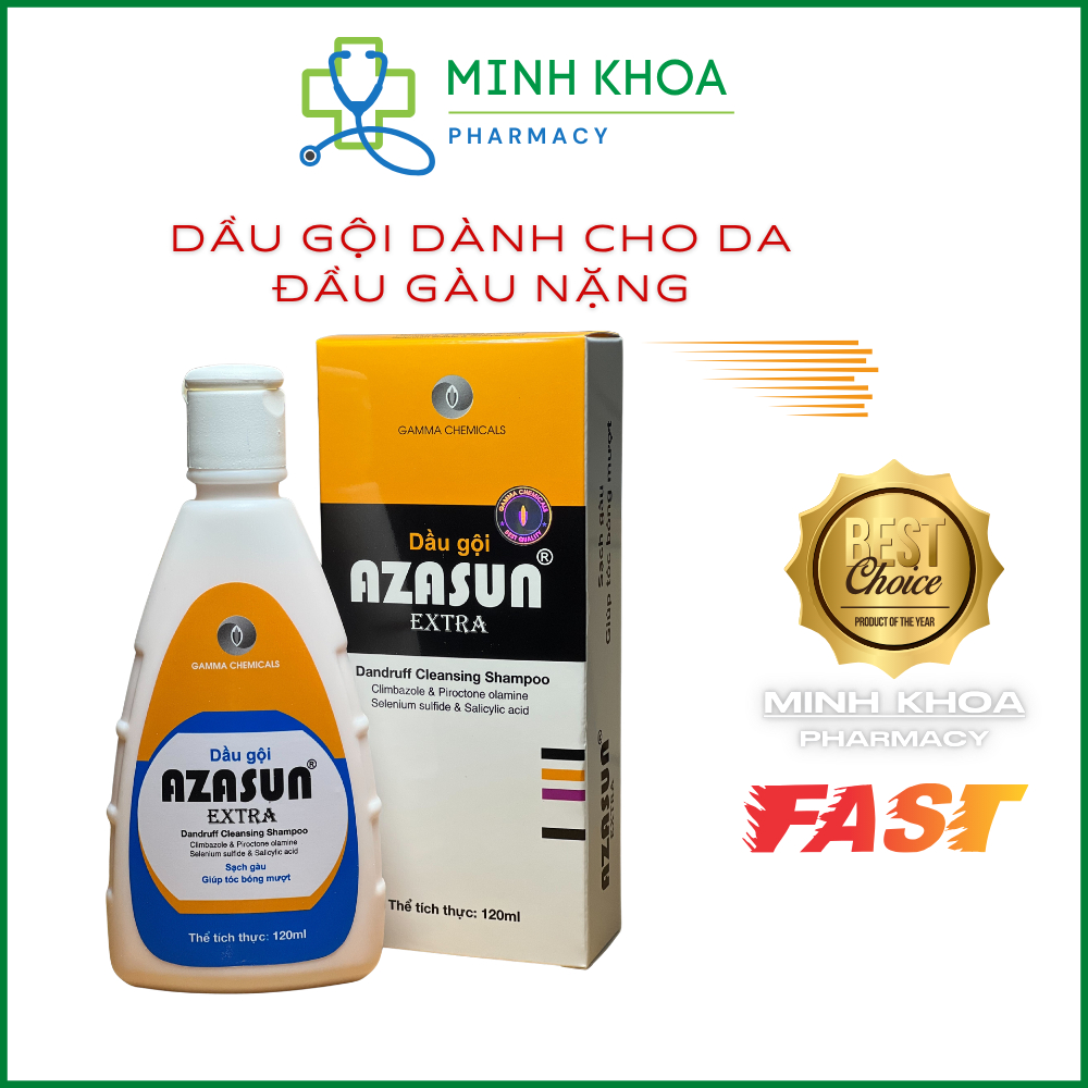 Azasun Extra 120ml – Dầu Gội Dành Cho Da Đầu Gàu Nặng - Chính Hãng GAMMA