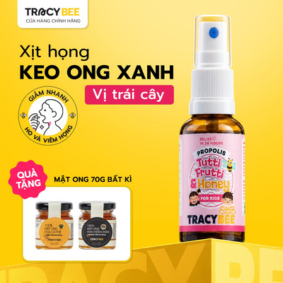 Keo ong xịt Tracybee vị trái cây 30ml chiết xuất từ keo ong xanh Brazil