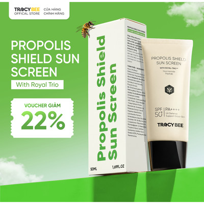 Kem chống nắng Tracybee kiềm dầu, chống bụi mịn cho da mụn Propolis Shield SPF50+ PA++++(50ml)
