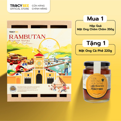 MẬT ONG NGUYÊN CHẤT HOA CHÔM CHÔM TRACYBEE 350G | HỘP QUÀ CAO CẤP TỔ ONG