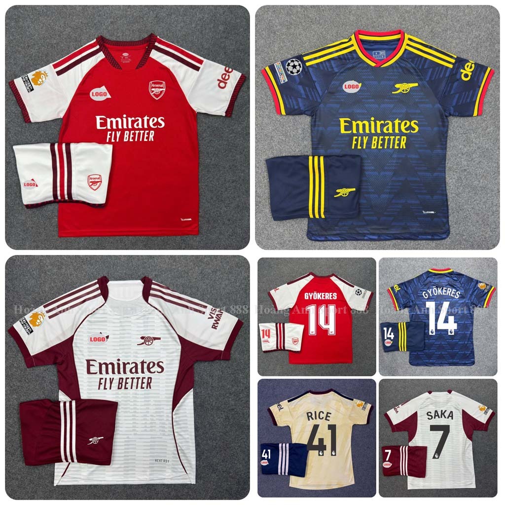 Bộ Quần Áo Đá Bóng/ Áo Đá Banh CLB Arsenal Mùa Giải 2026/2027-Vải Polyester Thái Cao Cấp