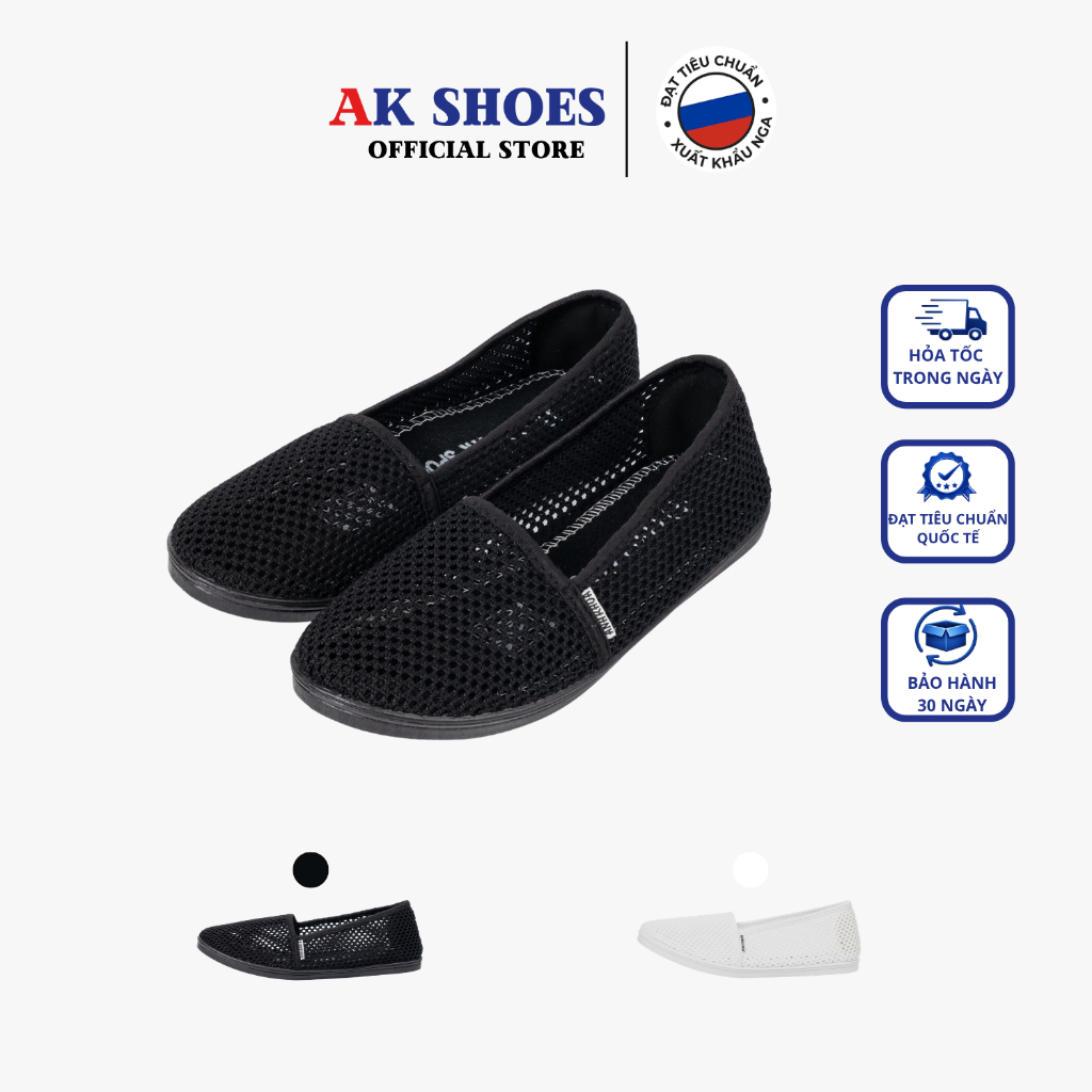 Giày lười nữ Anh Khoa slip on vải knit thoáng mát 115D