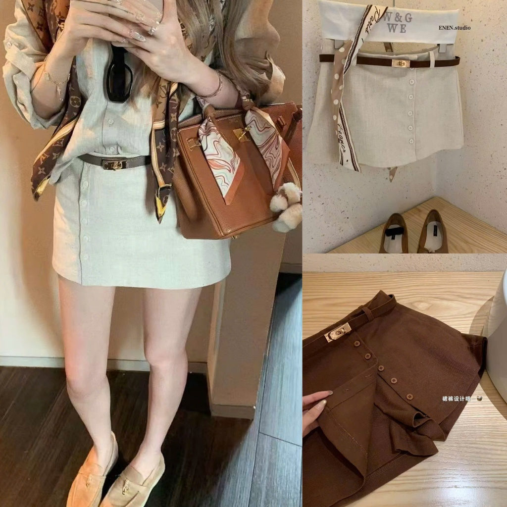 𝐍𝐠𝐨𝐜𝐚𝐧𝐡𝟔𝟗𝟓𝟗 SALE ENEN CV550 Chân váy dáng ngắn + belt mã #10743 phong cách basic tiểu thư trẻ trung 