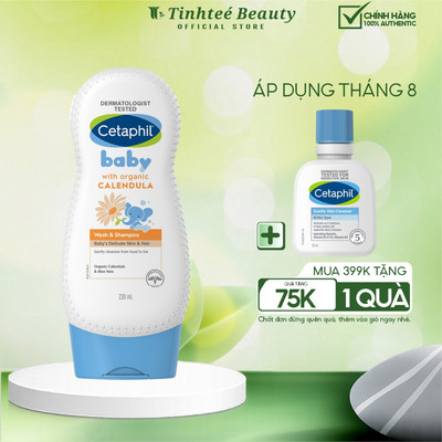 Sữa tắm dưỡng ẩm dịu lành cho bé với Calendula hoa cúc hữu cơ CETAPHIL BABY W&SHAMPOO CALENDULA 230ML