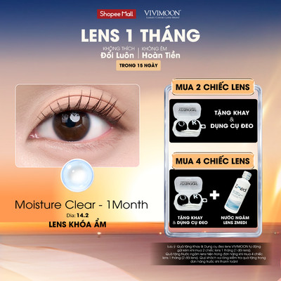Lens cận khóa ẩm VIVIMOON màu trong suốt tự nhiên Moisture Clear, kính áp tròng hạn sử dụng 1 tháng