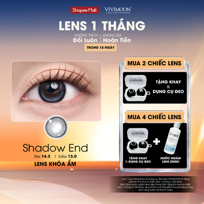 Lens cận khóa ẩm VIVIMOON màu xám khói Shadow End, kính áp tròng hạn sử dụng 1 tháng