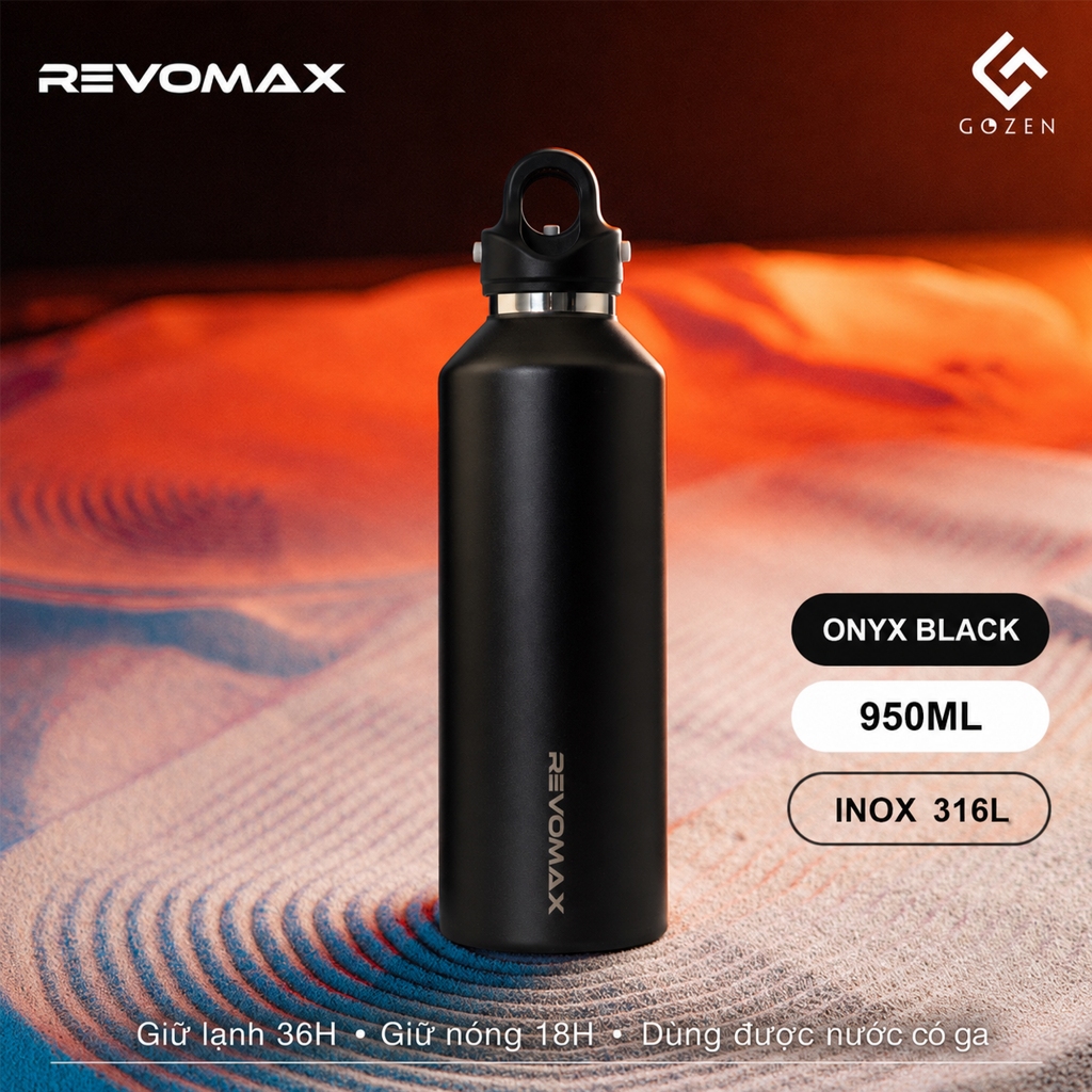 Bình Giữ Nhiệt Gozen Revomax 950ML Inox 316L USA - Giữ Nóng 18H, Giữ Lạnh 36H, Uống Được Nước Có Ga,