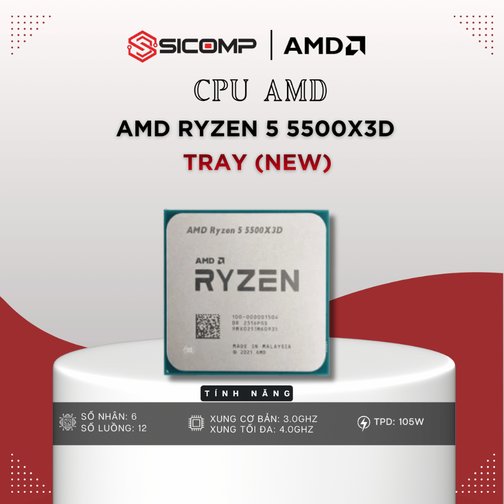 [FULL VAT] CPU AMD RYZEN 5 5500X3D NEW TRAY, BH 36TH