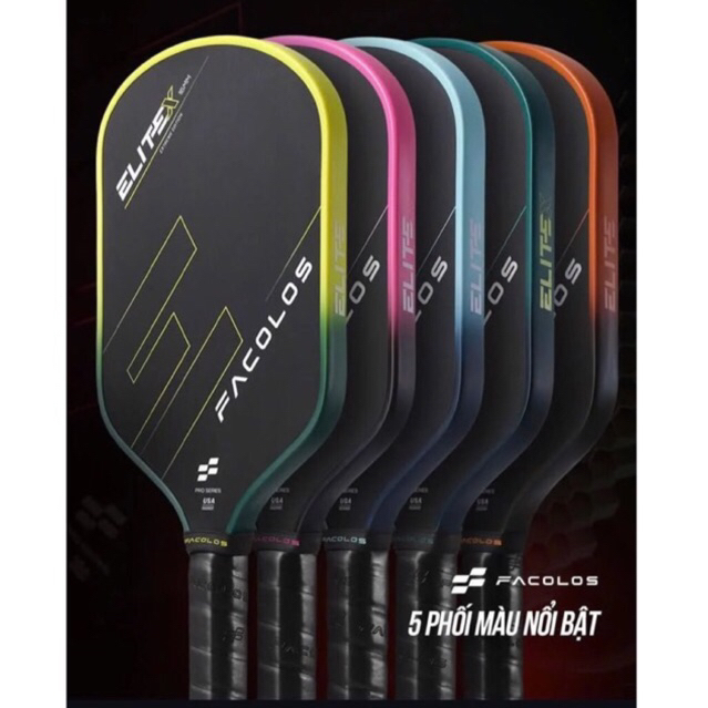[FACOLOS] VỢT PICKLEBALL FACOLOS ELITE X CHÍNH HÃNG  ( tặng kèm quấn cán và dán viền )