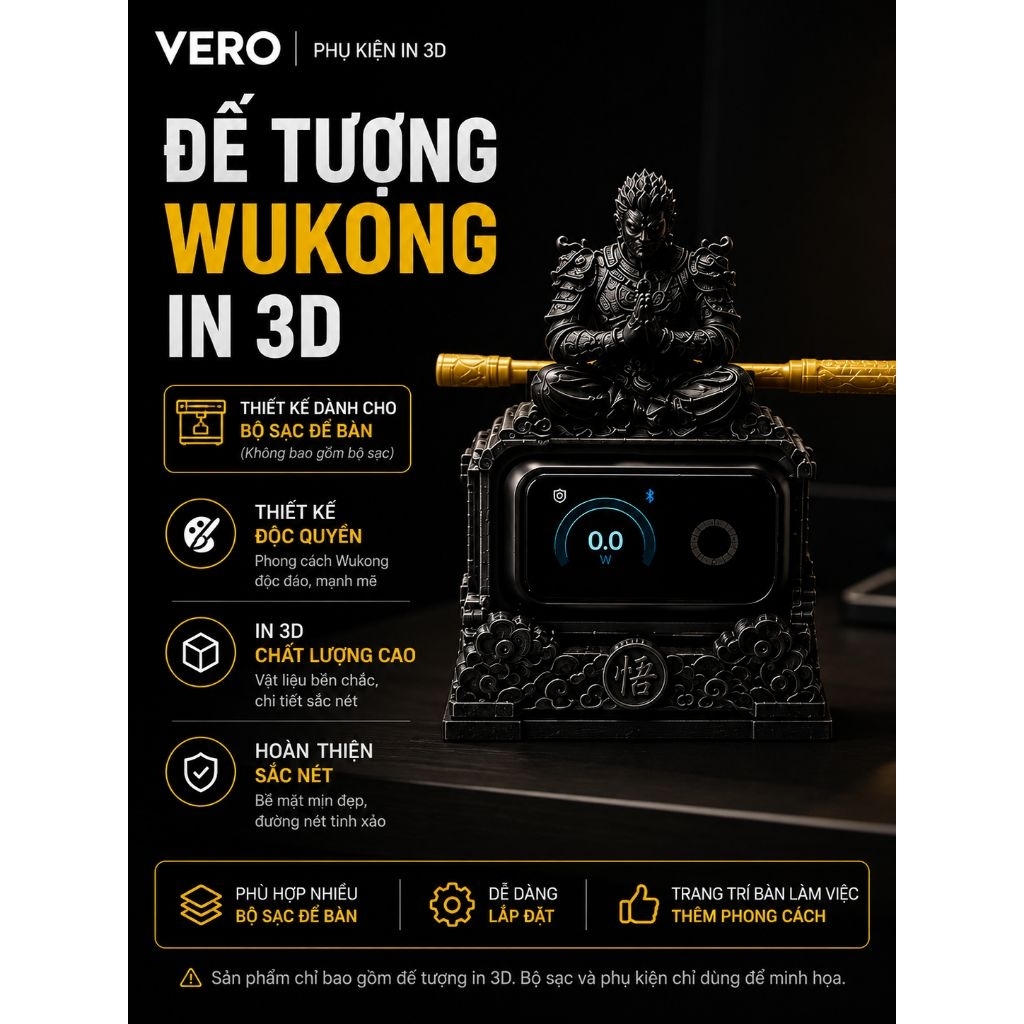 Đế Đựng Sạc Anker Prime 160W Phong Cách Wukong In 3D - Giá Đỡ Để Bàn Tương Thích Anker 160W