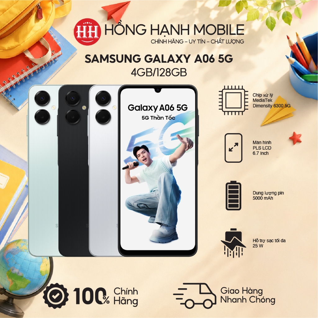 Điện Thoại Samsung Galaxy A06 5G 4GB/128GB - Hàng Chính Hãng
