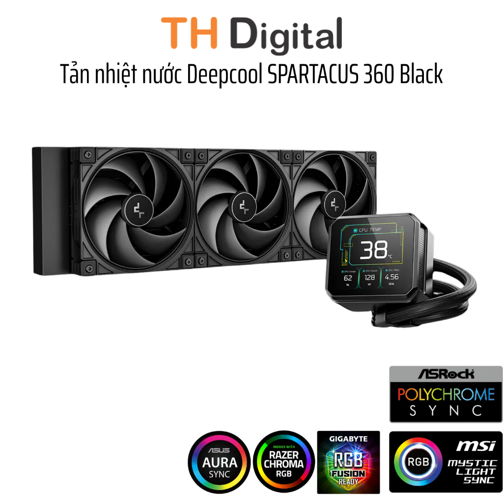 Tản Nhiệt Nước AIO DeepCool SPARTACUS 360 LCD ARGB 360mm - Hàng Chính Hãng