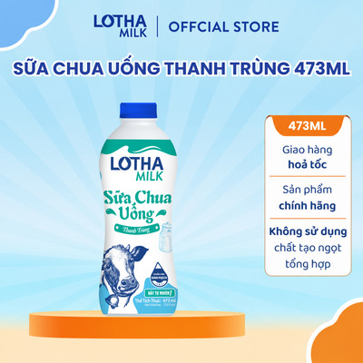 Sữa Chua Uống thanh trùng Lothamilk có đường chai 473ml