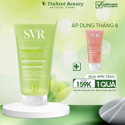 Sữa rửa mặt SVR dành cho da hỗn hợp, da dầu mụn SVR Sebiaclear Gel Moussant 55ml (mẫu mới)