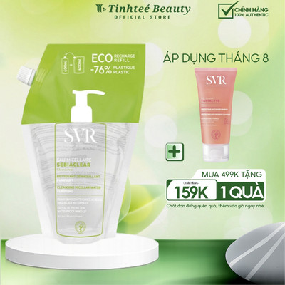 Nước tẩy trang svr cho da dầu mụn, làm sạch và dịu nhẹ SVR Sebiaclear Eau Micellaire 400ml (dạng túi)