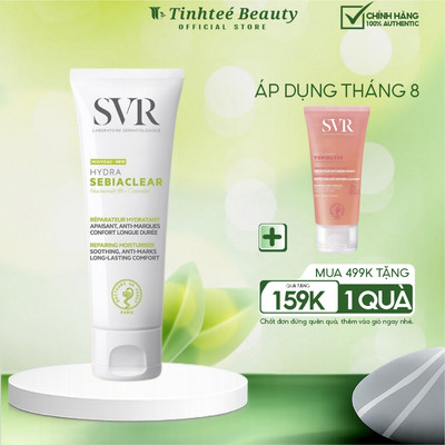 Kem dưỡng ẩm dành cho da dầu mụn, dưỡng da mềm mịn và giúp làm mờ vết thâm sau mụn SVR Sebiaclear Hydra 40ml