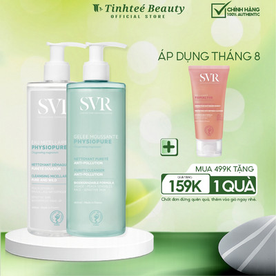 SPS COMBO SVR Gel rửa mặt và tẩy trang dành cho da nhạy cảm Physiopure 400mlx2 Live