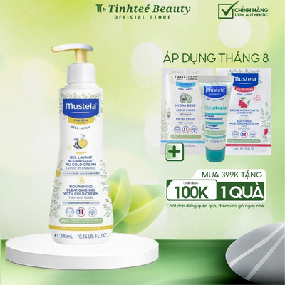 Gel Tắm Gội Cho Trẻ Sơ Sinh & Em Bé Da Khô Nourishing Cleansing Gel with Cold Cream Mustela 300ml