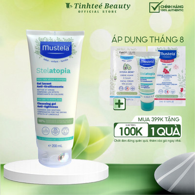 Gel Tắm Gội Cho Trẻ Sơ Sinh & Em Bé Da Chàm Thể Tạng Mustela STELATOPIA CLEANSING GEL 10ml-200ML