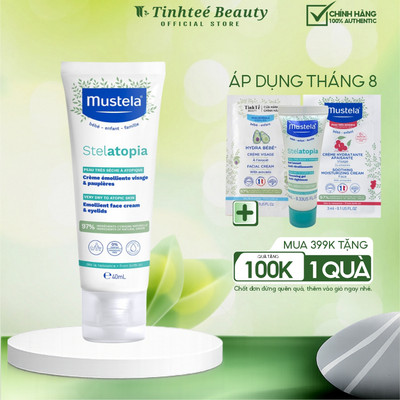 Kem Dưỡng Ẩm Mustela Cho Mặt, Da Chàm Thể Tạng (Viêm Da Cơ Địa) Mustela Stelatopia Emollient Face Cream 40ml