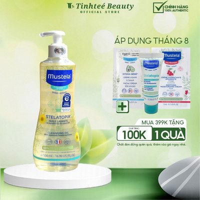 Dầu tắm Cho Trẻ Sơ Sinh & Em Bé Da Chàm Thể Tạng Mustela Stelatopia Cleansing Oil 500ml