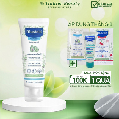 Kem Dưỡng Da Mặt Cho Trẻ Sơ Sinh & Em Bé Da Thường Mustela HYDRA BÉBÉ FACIAL CREAM 40ML