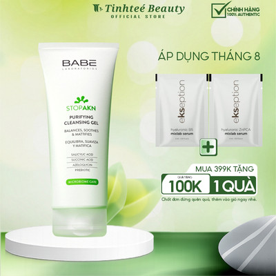 Gel rửa mặt BABE cho da dầu mụn Stop Akn Purifying Cleansing gel 100ml-200ml