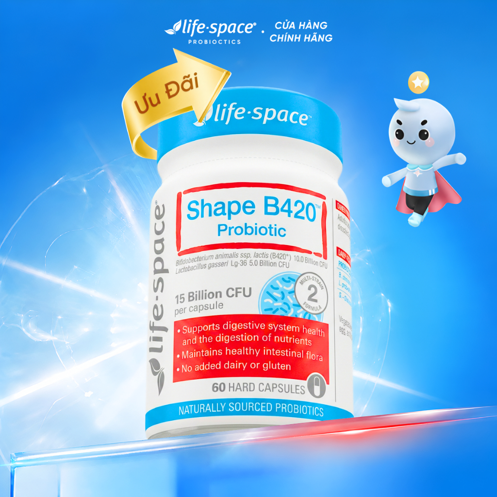[Life Space] Men Vi Sinh Life Space Shape B420 Probiotic 60 Viên Hỗ Trợ Cải Thiện Tiêu Hóa Và Vóc Dá
