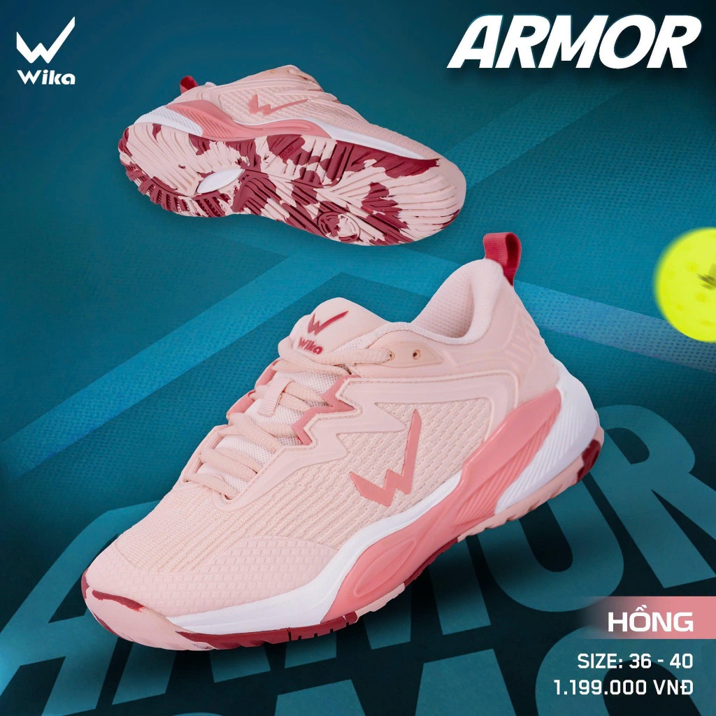 Giày Pickleball Wika Armor Chính Hãng, Giày Thể Thao Đệm Đế Cao Su Êm Chân, Vân Đế Đa Hướng Bám Sân