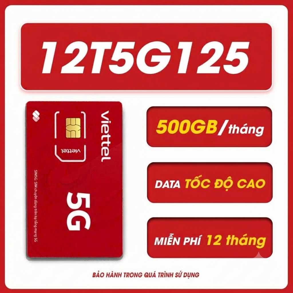 12T5G125 sim Viettel, 500GB/ tháng, dùng 12 tháng không phải nạp - Kho sim Hà Nội