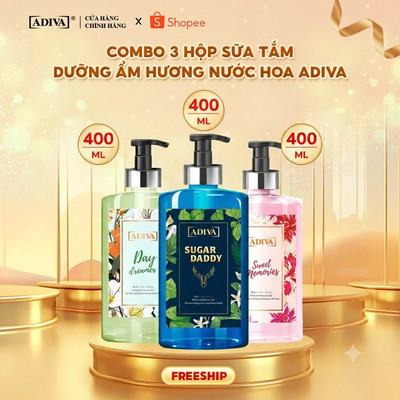 Combo Sữa Tắm Dưỡng Ẩm Hương Nước Hoa ADIVA Sweet Memories, Day Dreamer Và Sugar Daddy 400ml