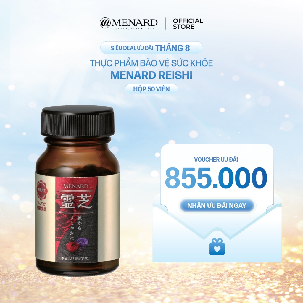 Thực phẩm bảo vệ sức khỏe Menard Reishi chứa tinh chất Linh Chi Đỏ và Linh Chi Đen hỗ trợ tăng cường