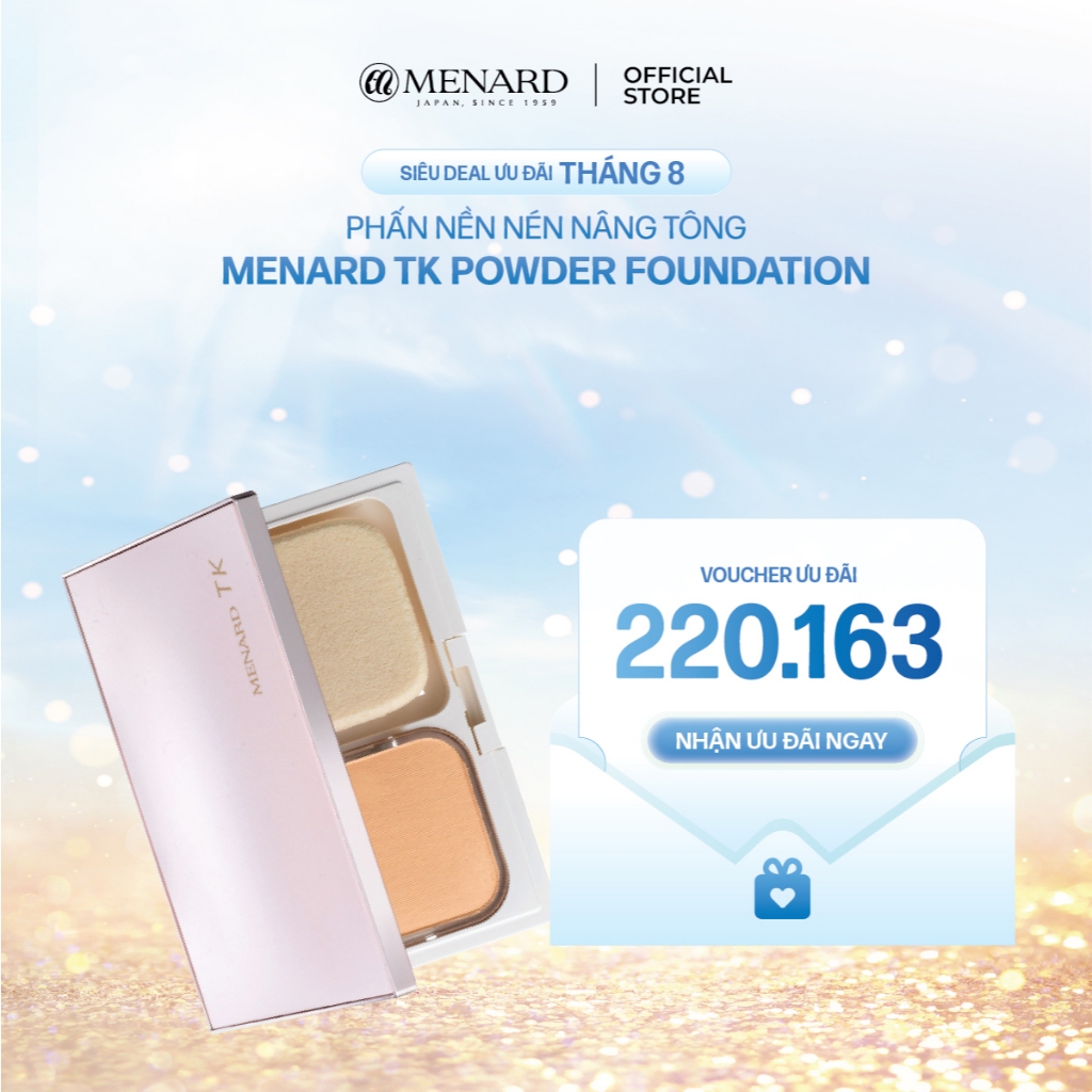Phấn nền nén siêu mịn Menard TK Foundation hỗ trợ che phủ lỗ chân lông, làm đều màu da
