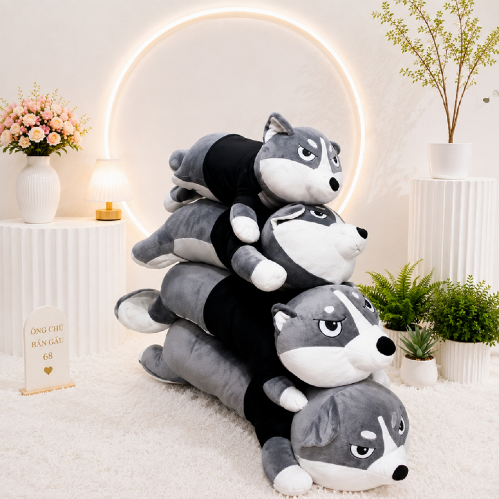 Gấu Bông Chó Bông Husky Siêu To Khổng Lồ - Thú Nhồi Bông Husky Cao Cấp