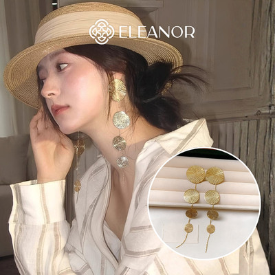 Bông tai nữ chuôi bạc 925 Eleanor Accessories hình tròn dáng dài phụ kiện trang sức khuyên tai 12113