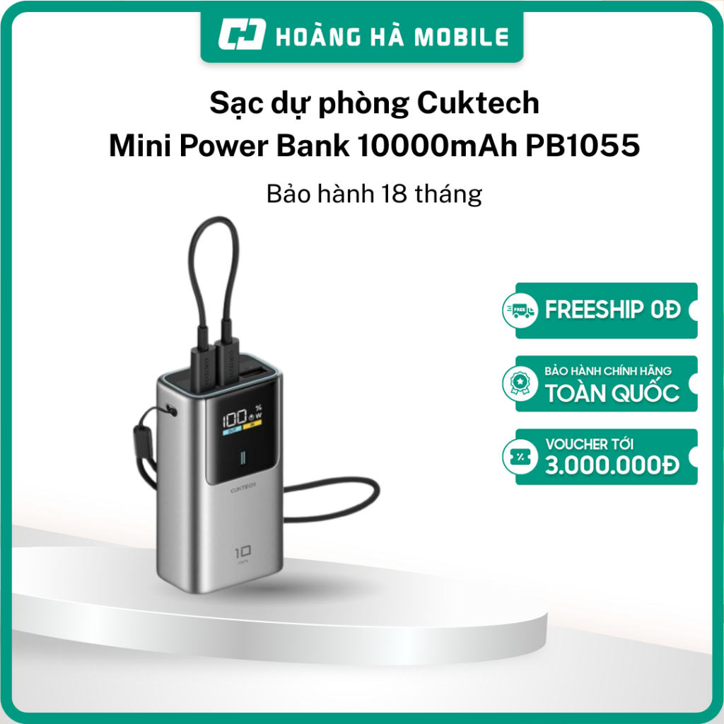Sạc dự phòng Cuktech Mini Power Bank 10000mAh PB1055