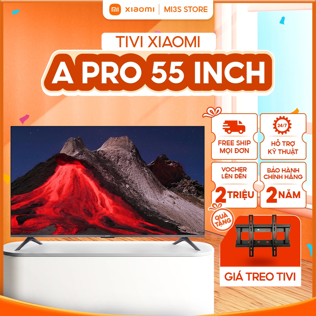 Tivi Xiaomi A Pro 55 Inch 2026 Bản Quốc Tế | QLED 4K, HDR10, Dolby Audio, Viền Mỏng, 2GB/8GB
