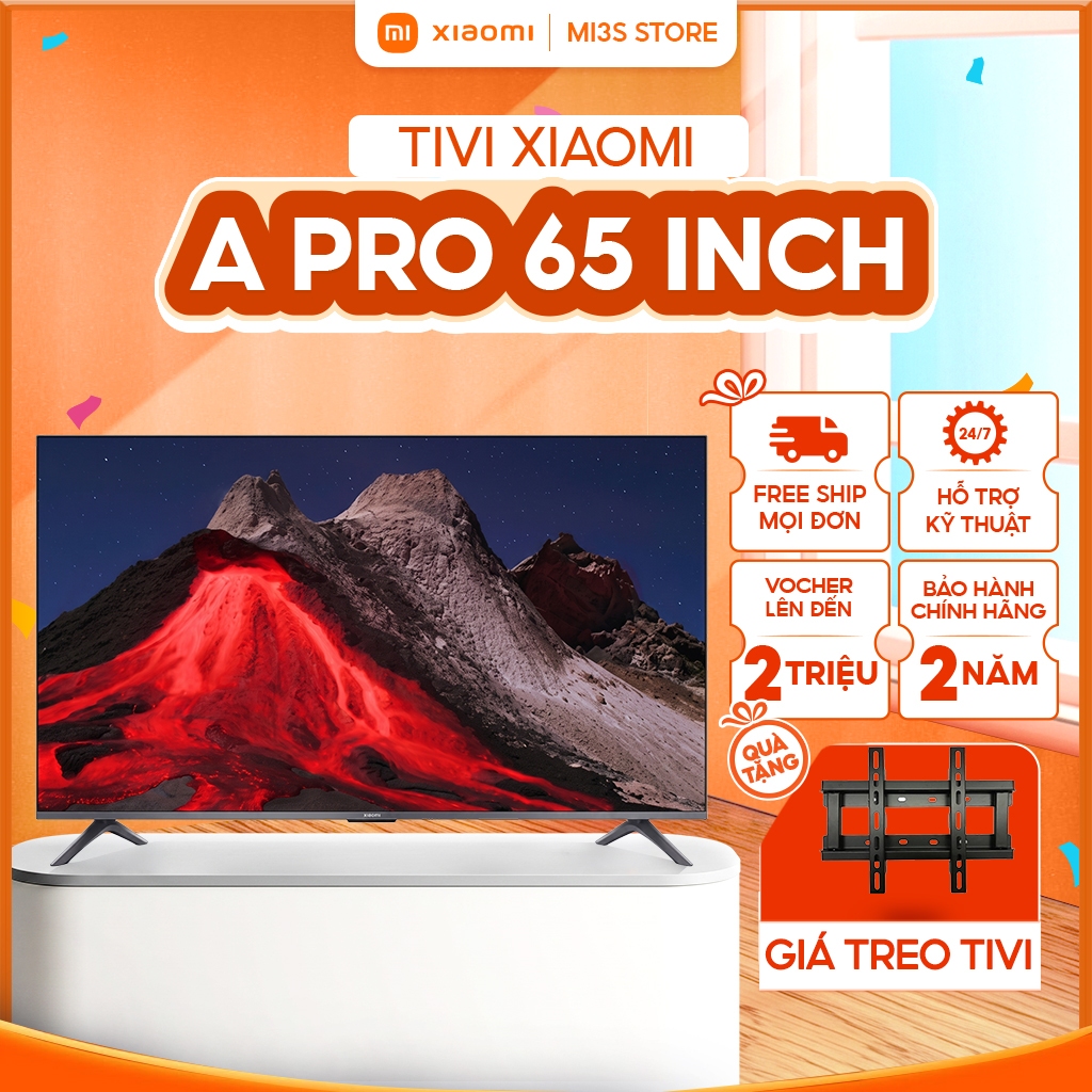 Tivi Xiaomi A Pro 65 Inch 2026 Bản Quốc Tế | QLED 4K, HDR10, Dolby Audio, Viền Mỏng, 2GB/8GB