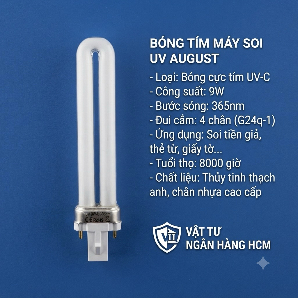 Bóng tím máy soi tiền August UV phát quang dành cho máy soi tiền August