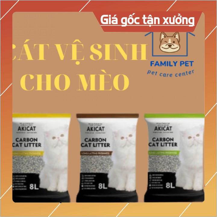 [Hỏa Tốc] Cát vệ sinh đất sét mix than hoạt tính AKICAT 8L cho mèo - Túi 4kg