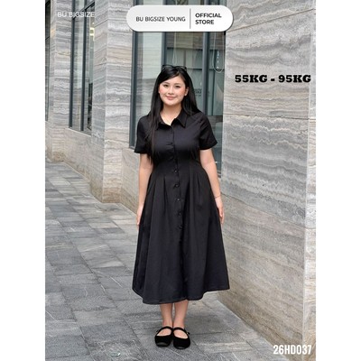 Đầm sơ mi xếp ly eo BIGSIZE (55kg đến 95kg) – 26HD037 - [BU Bigsize Young]