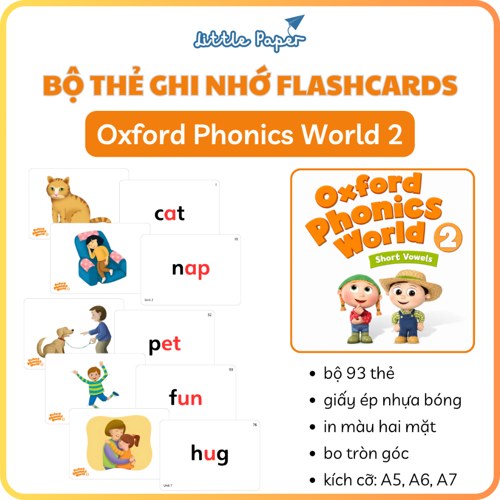 Bộ thẻ ghi nhớ Flashcard Oxford Phonics World 2, thẻ học ngữ âm cho bé, tranh từ vựng cho trẻ