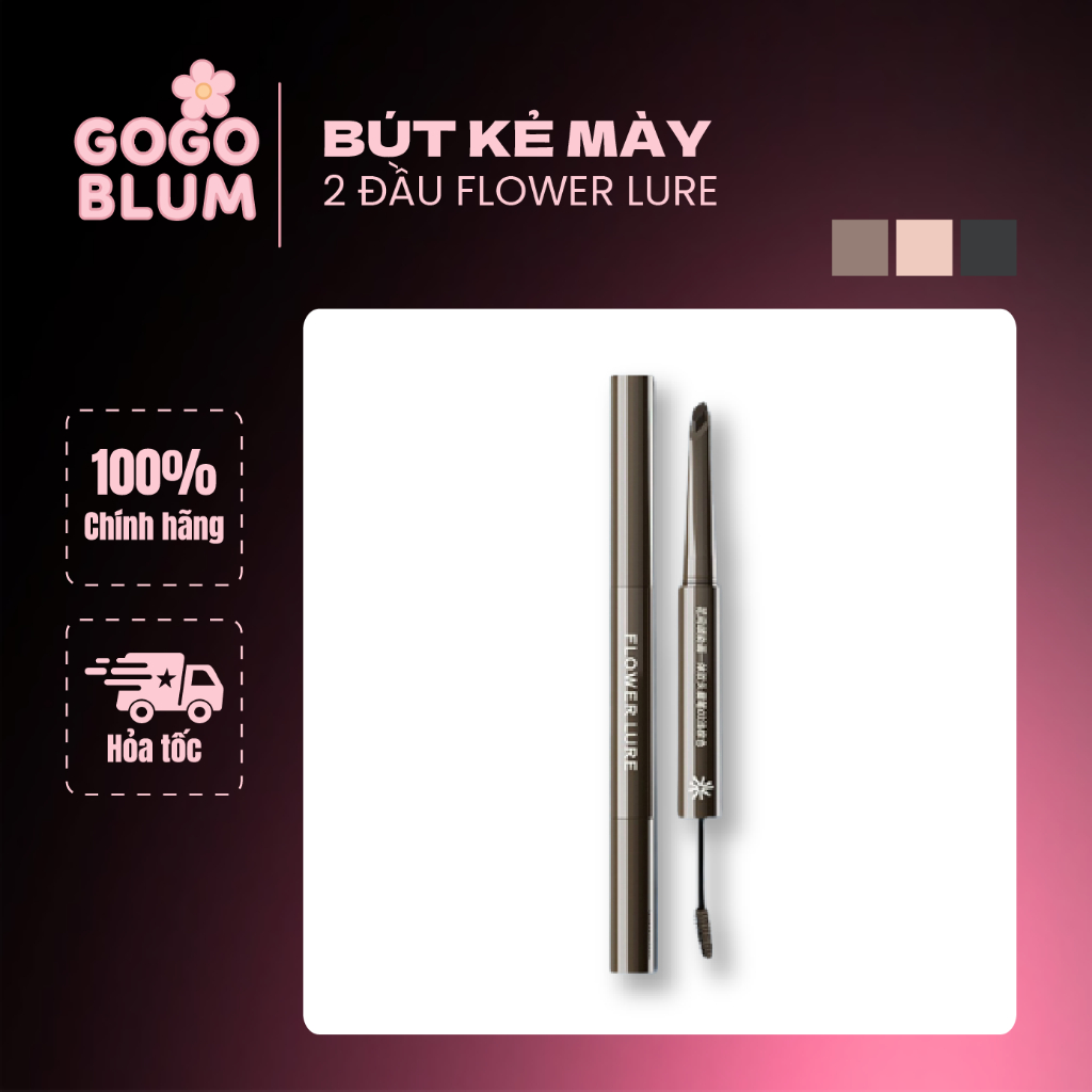 [FLOWER LURE] Bút chì kẻ mày Flower Lure Chì kẻ mày 2 đầu ,Kem nhuộm mày đa năng chống nước lâu trôi