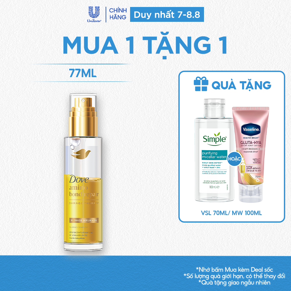 Serum & Dầu dưỡng Dove 2 trong 1 chứa 7% Amino Acid cho tóc bóng 5X