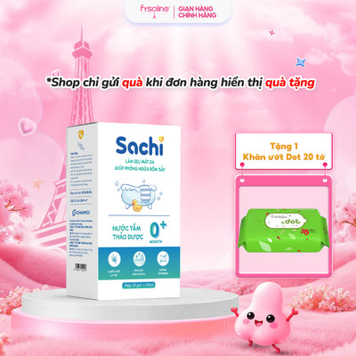 Nước tắm thảo dược SACHI dịu mát da, phòng rôm sảy, mẩn ngứa, hăm tã, bảo vệ làn da cho bé - Hộp 20 gói