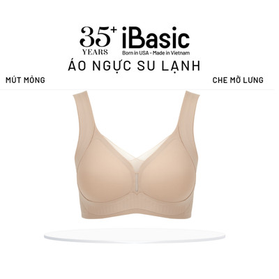 Áo ngực su mút mỏng iBasic che mỡ lưng, tàng hình không đường may phối lưới BRAW123
