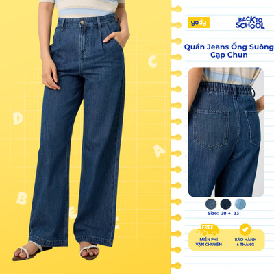 [DG 299] Quần Jeans nữ YODYỐng Suông Cạp Chun Mỏng Nhẹ TRA - WCJE25S052