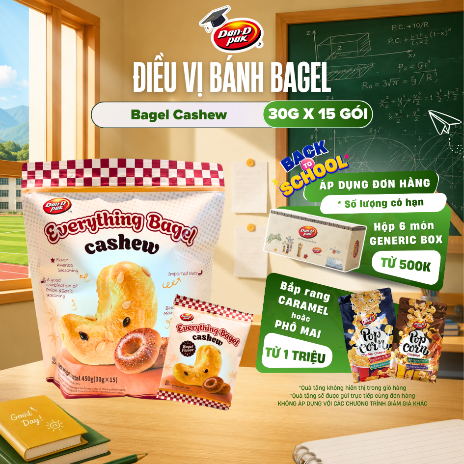 Điều Vị Bánh Bagel Dan D Pak I Bagel Cashew I 450g (15 gói x 30g)