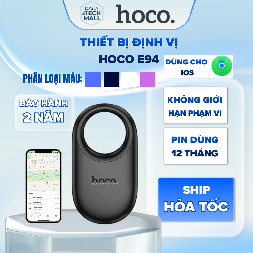 Thiết Bị Định Vị Mini Hoco E94 - GPS Theo Dõi Không Dây Cho Trẻ Em, Ô Tô, Chìa Khóa