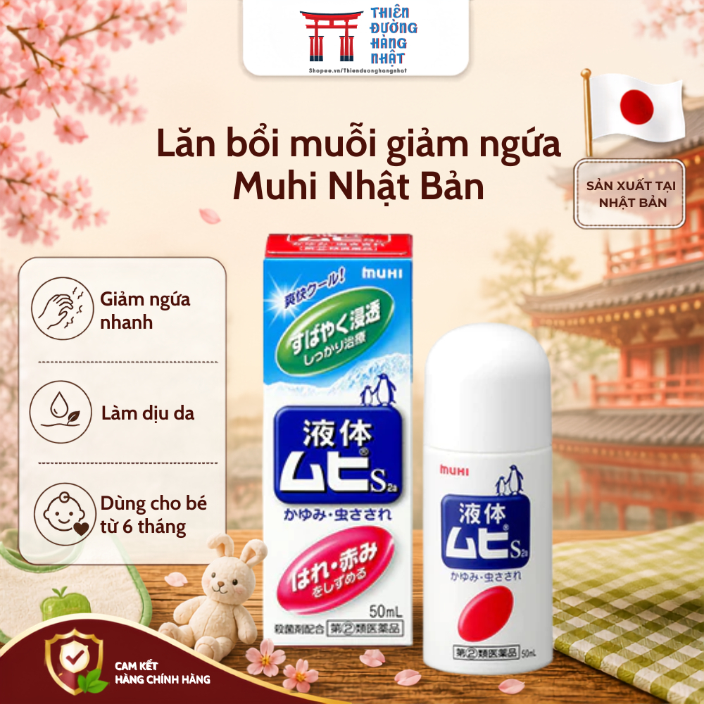 Lăn muỗi đốt Muhi Nhật Bản, lăn bôi giảm ngứa muỗi và côn trùng đốt cho bé từ…
